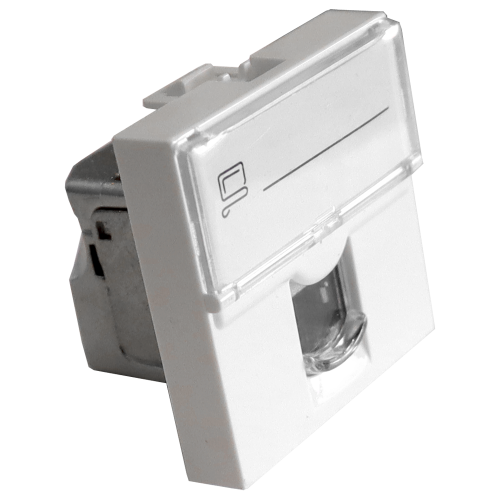 Вставка Mosaic 45x45, RJ-45 STP, кат.5e, со шторкой и увеличенным окном маркировки, белая